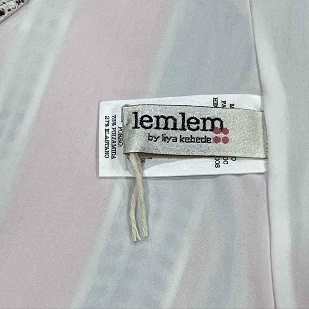 LEMLEM Amira Geo Stripe Belted One-Piece Swimsuit - Pink - Sz - XS $250 - Picture 8 of 11